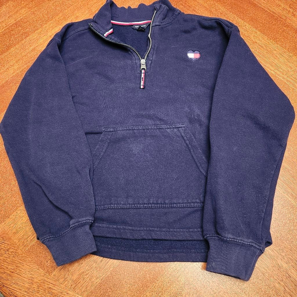 Girls Tommy Hilfiger Navy Blue Quarter-Zip Sweatshirt L B1